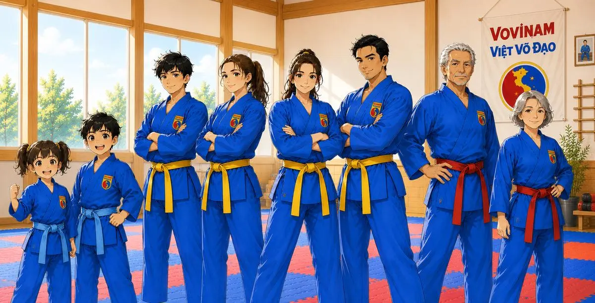 Enfants, ados, adultes et seniors en cours de Vovinam Viet Vo Dao à Montpellier et Grabels